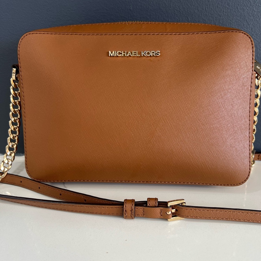 Michael Kors Tan Crossbody Bag with Gold Chain